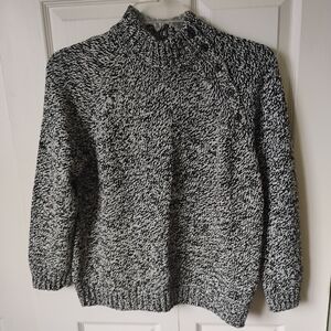 Chaps Black and White Marled Knit Sweater